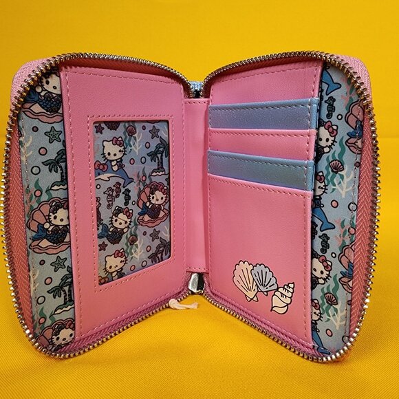 Loungefly Sanrio Hello Kitty Mermaid Metallic Iridescent Blue Zip Wallet NEW - Picture 11 of 13
